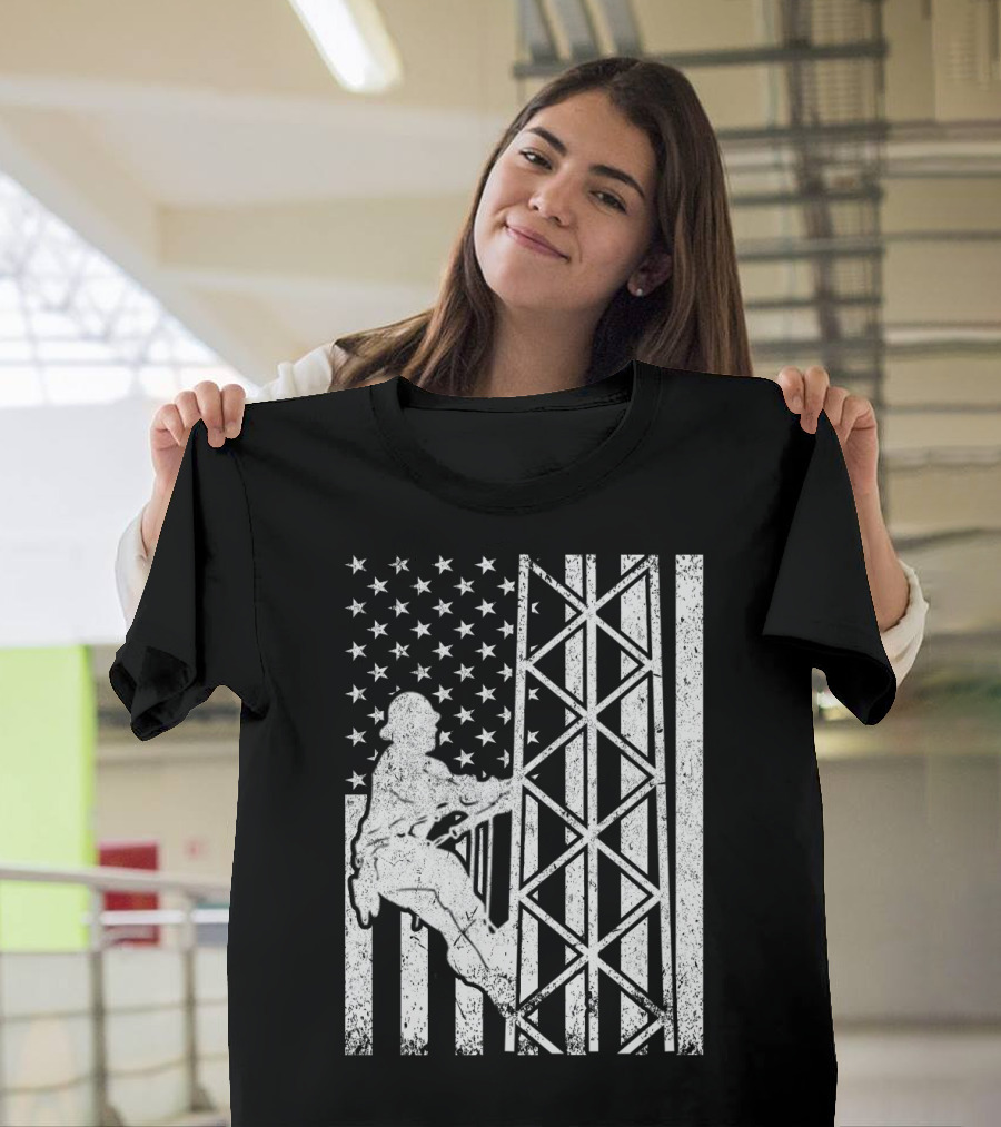 American Flag Tower Climbing T-Shirt