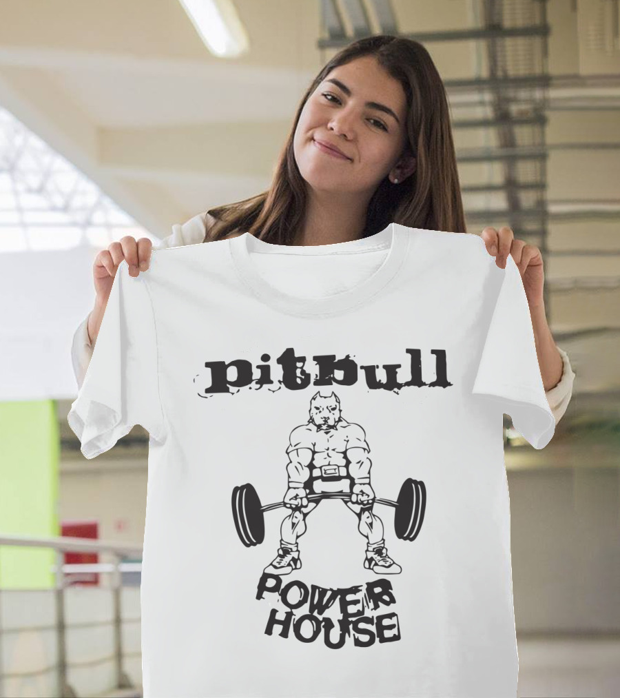 Pitbull Powerhouse Bodybuilding Workout Gym Pitbull Weightlifting Strength Training T-Shirt