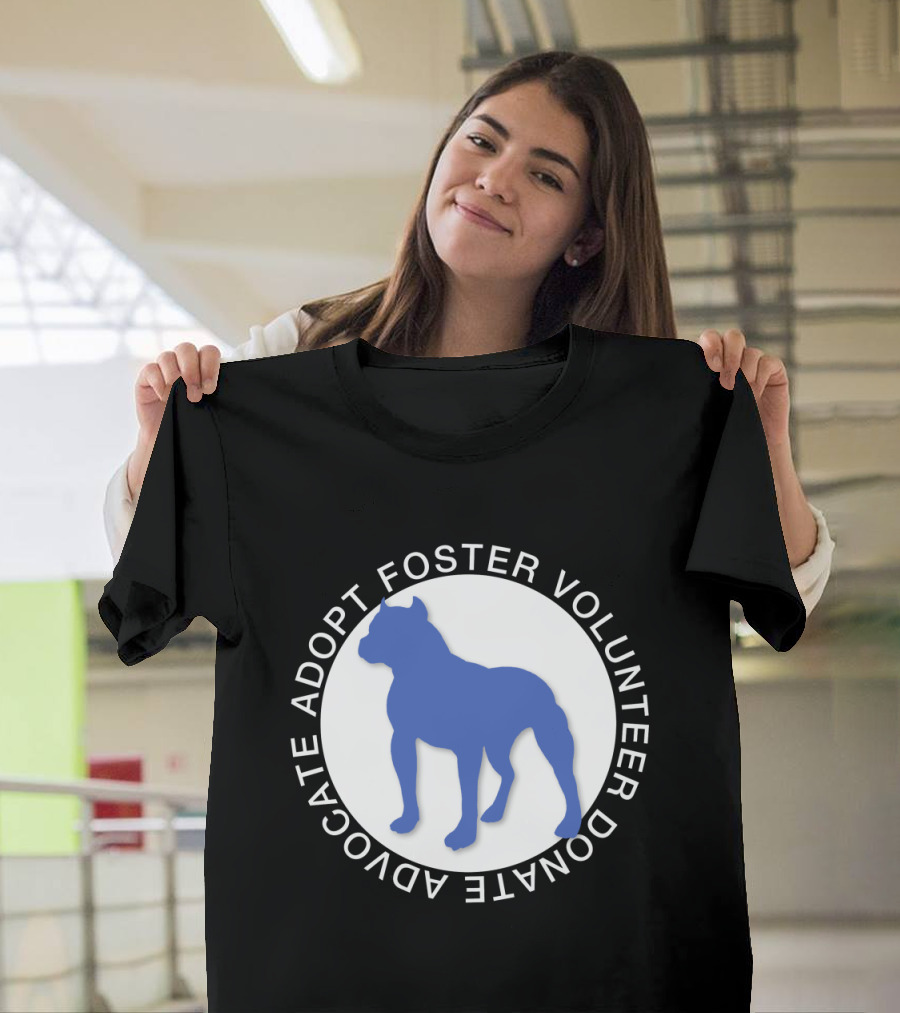 ADOPT FOSTER VOLUNTEER DONATE ADVOCATE BLUE PITBULL SILHOUETTE CIRCLE T-Shirt