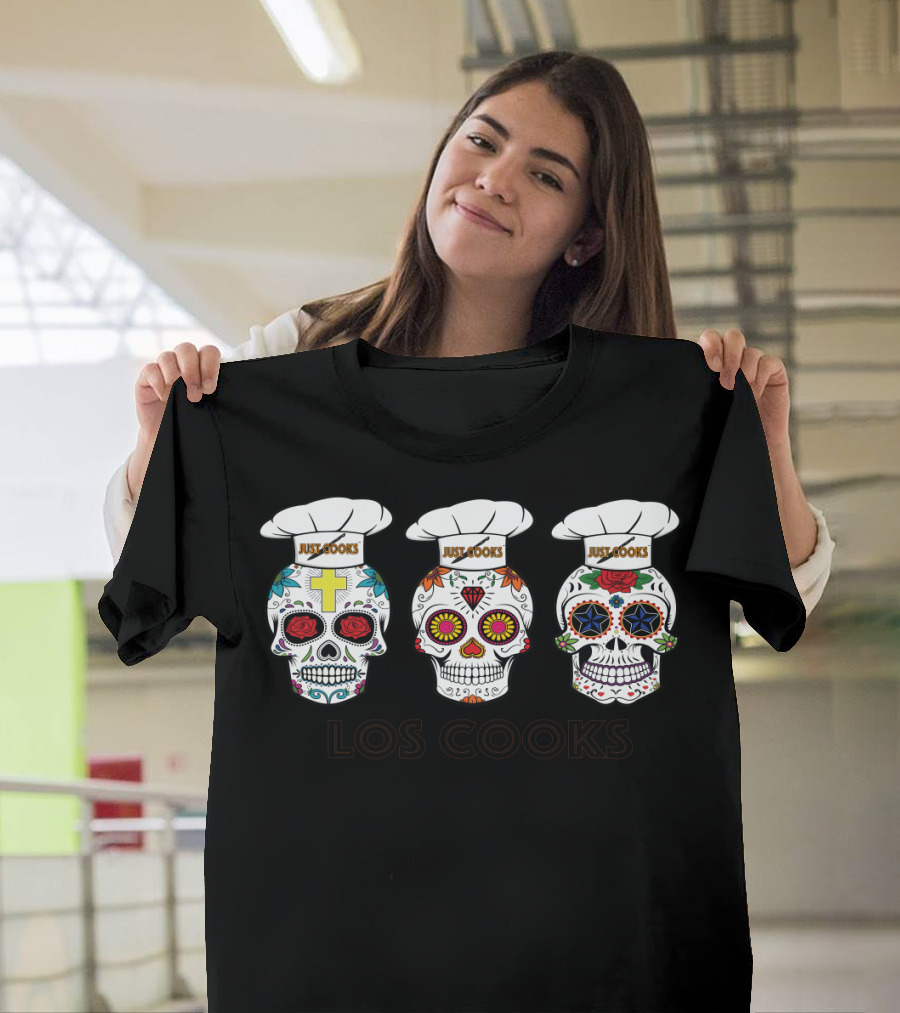 Los Cooks Just Cooks Calavera Chef Trio with Día de los Muertos T-Shirt