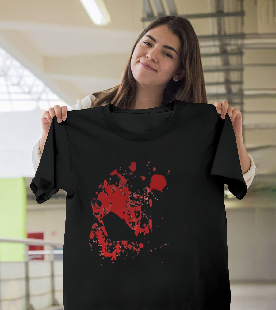 Bloody Skull Halloween Symbol with Red Blood Splatters T-Shirt