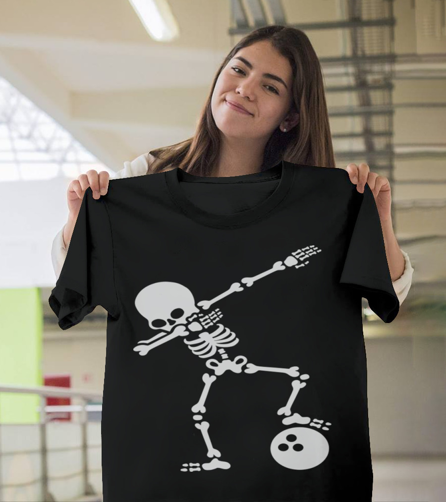 Dab Skeleton Dabbing Over Bowling Ball T-Shirt