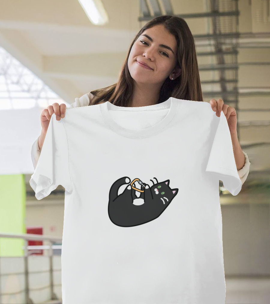 Carabiner Cat Playfully Grips Climbing Gear Mr. Jingles T-Shirt