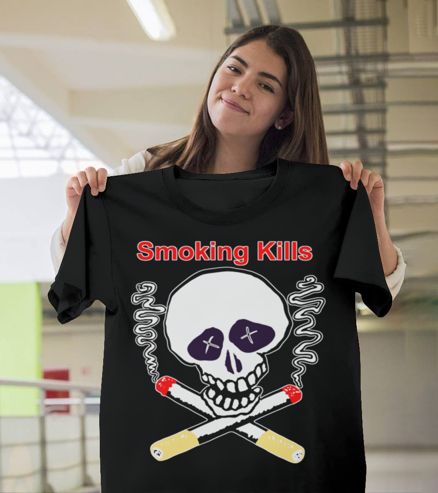 Smoking Kills Skull with Crossed Cigarettes T-Shirt