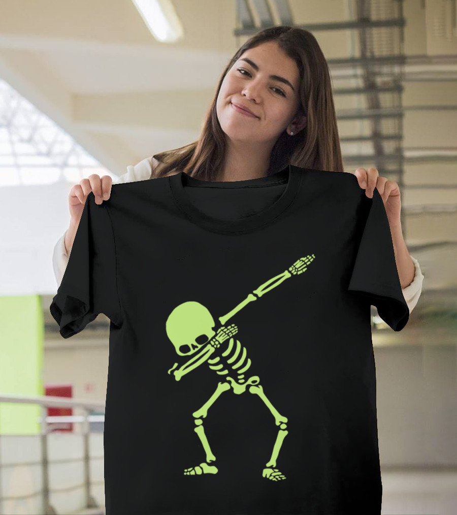 Dabbing Skeleton Dance Glow Halloween T-Shirt