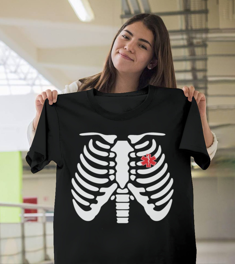 Halloween Skeleton EMS Medical Star of Life Ribcage T-Shirt