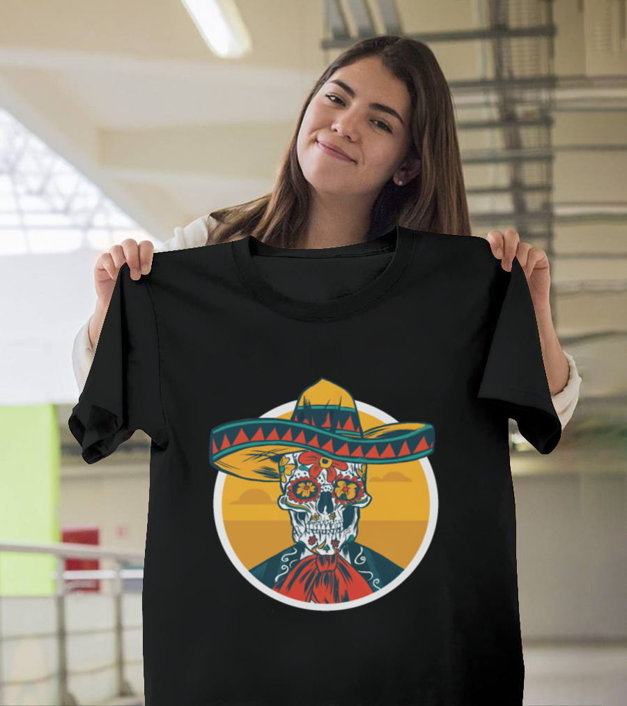 Skeleton Sombrero Día de los Muertos T-Shirt