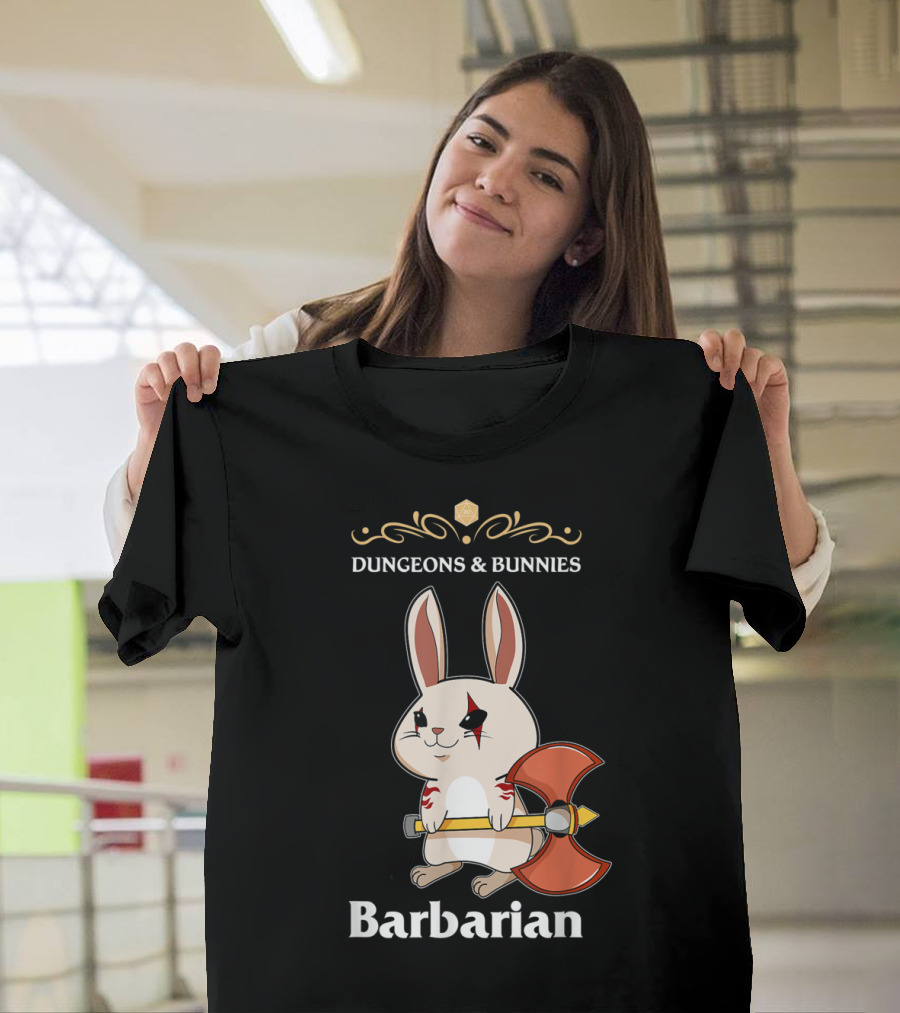 Dungeons And Bunnies Barbarian With Axe And Rune Symbols T-Shirt
