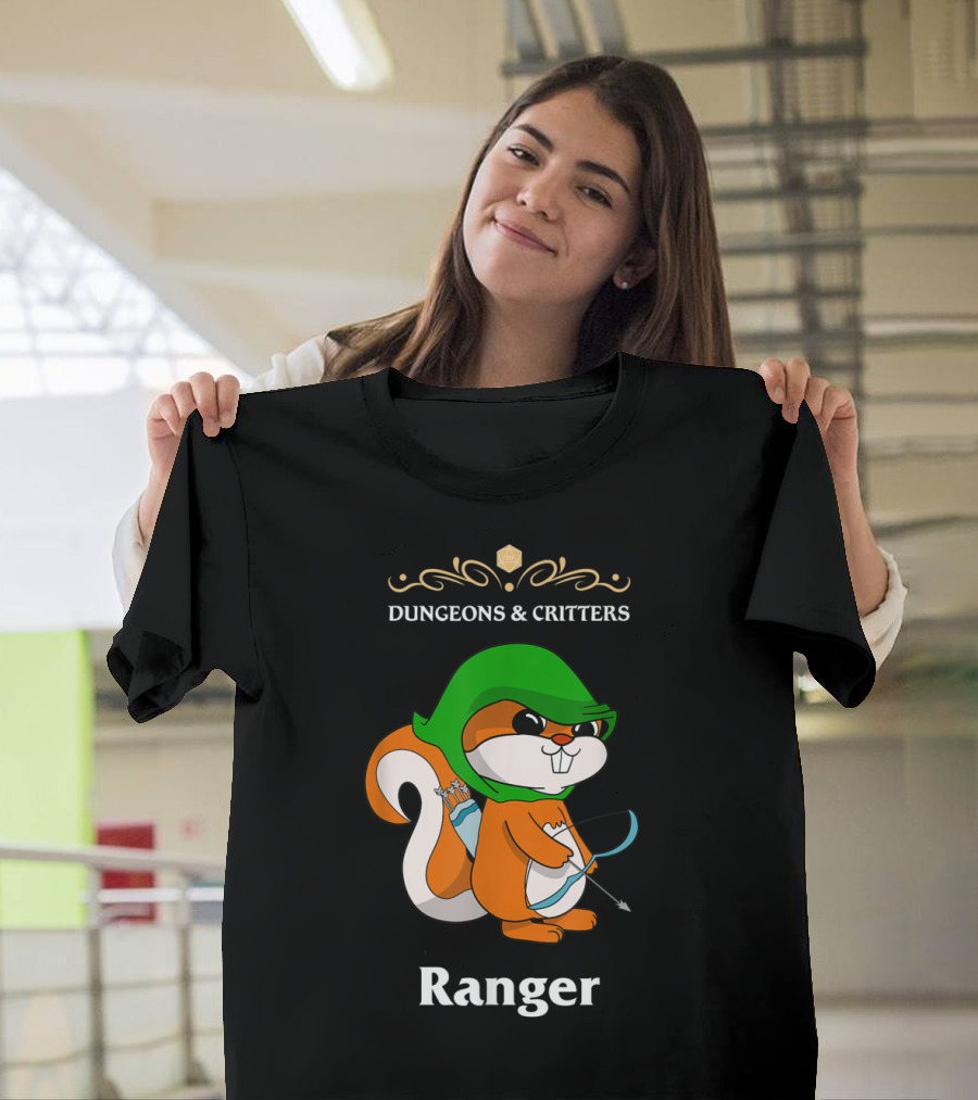Dungeons and Critters Squirrel Ranger Bow and Arrows T-Shirt