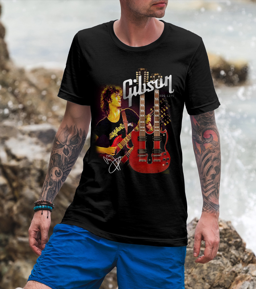 Gibson EDS-1275 Ajimmypage Signature Double Neck Guitar Music Scene T-Shirt