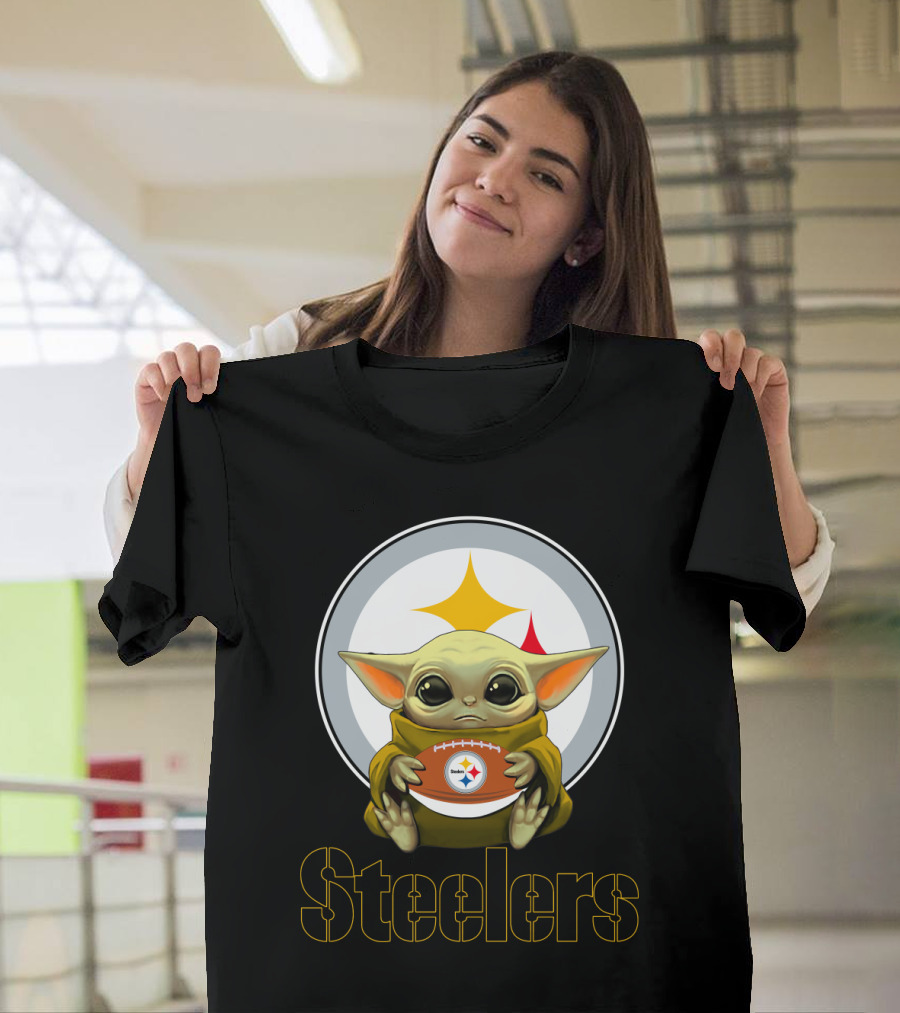 Steelers Baby Yoda Football Fan T-Shirt