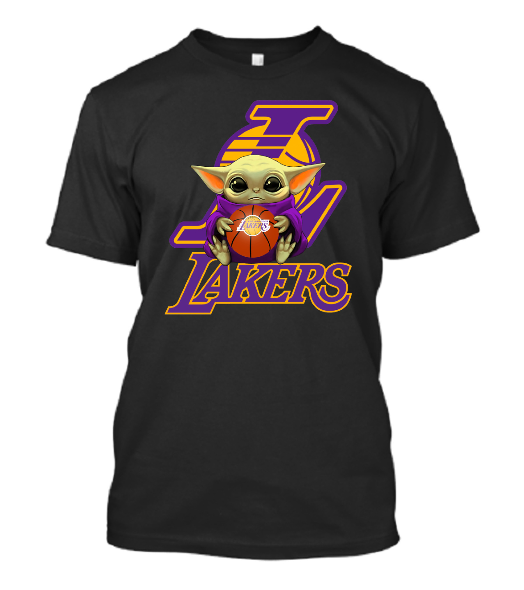 Lakers Fan Baby Alien Holding Basketball T-Shirt