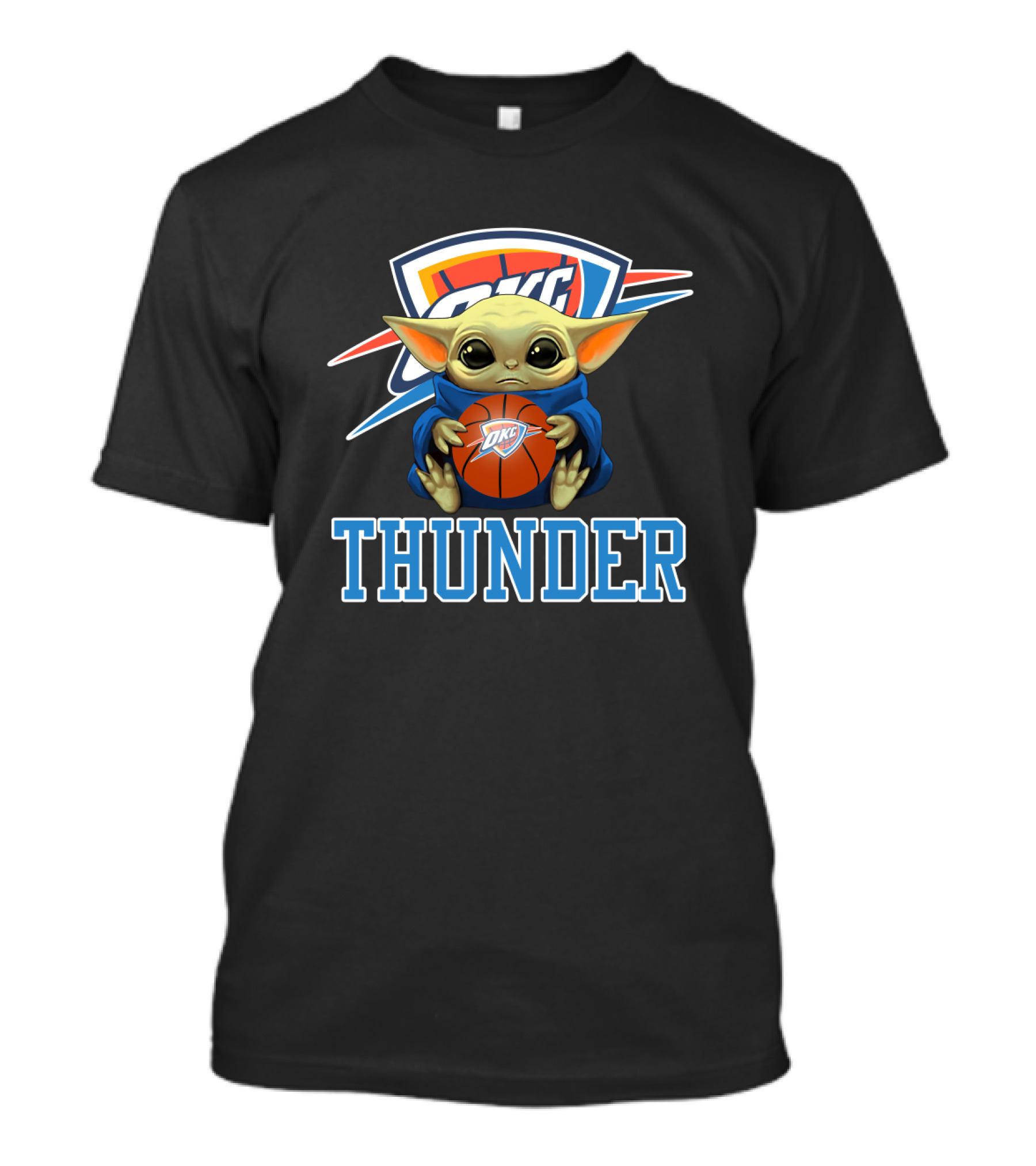 OKC Thunder Fan With Basketball And Character T-Shirt