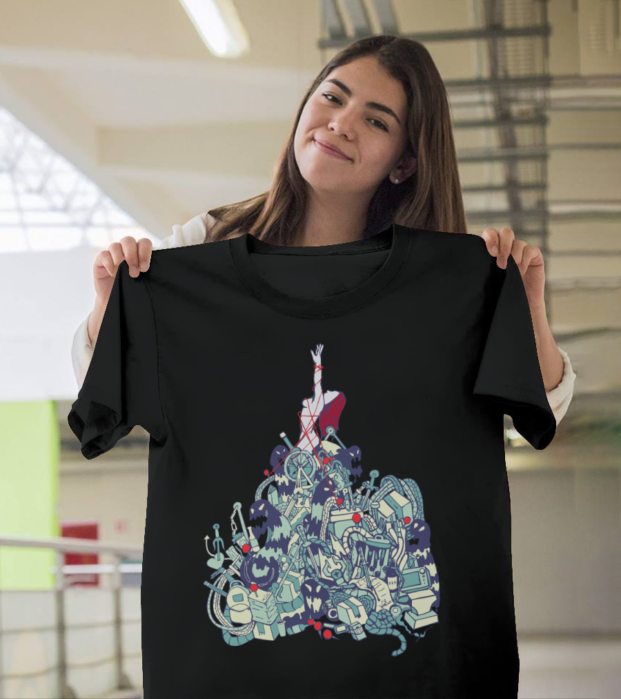 Pile it On Halloween Ghosts and Haunted Objects Creeping Horror T-Shirt
