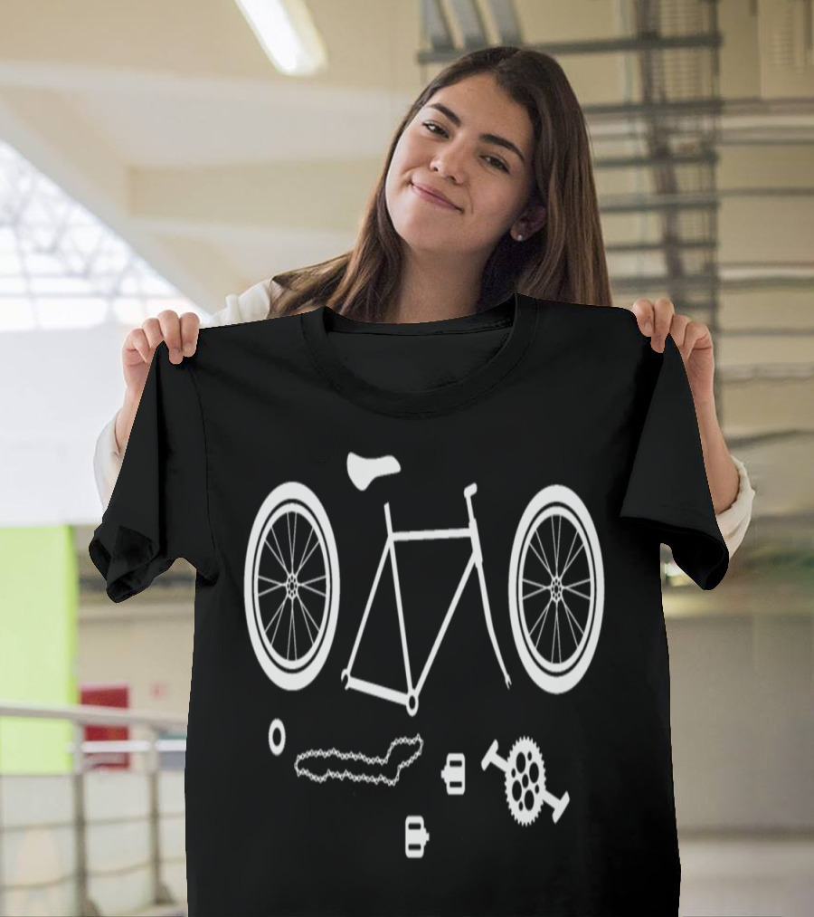 Bicycle Mechanic Hobbyists Enthusiasts Parts Tools Frame Wheels Chain Gears T-Shirt