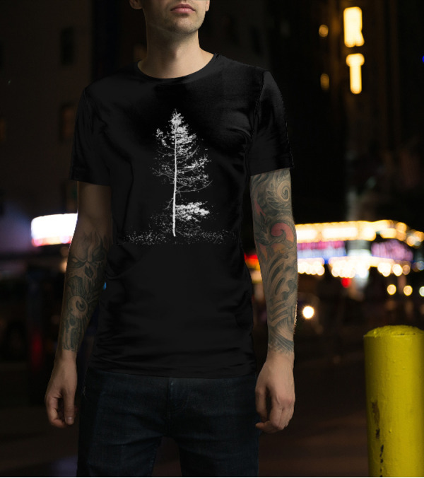 Aspen Solitude: Minimalist Monochrome Tree T-Shirt