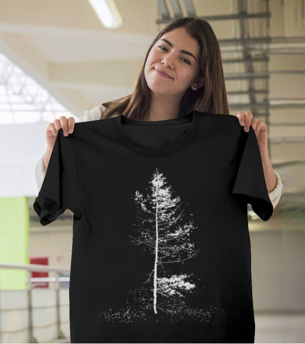Aspen Solitude: Minimalist Monochrome Tree T-Shirt