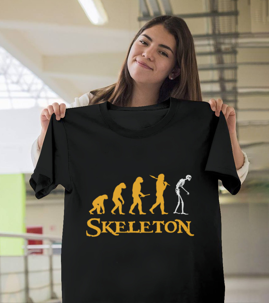 Skeleton Evolution Humor T-Shirt