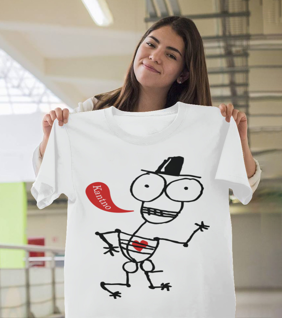 Kantno Cartoon Skeleton with Hat and Heart T-Shirt