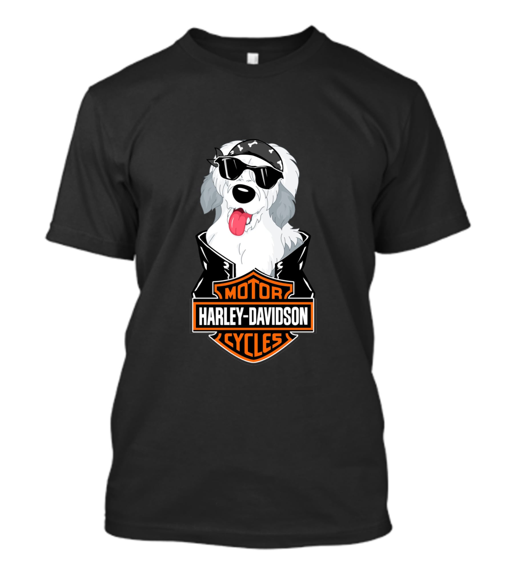 Harley Davidson Motorcycles Old English Sheepdogs Cool Biker T-Shirt