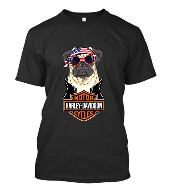 Harley Davidson Usa Pug Motorcycles T-Shirt