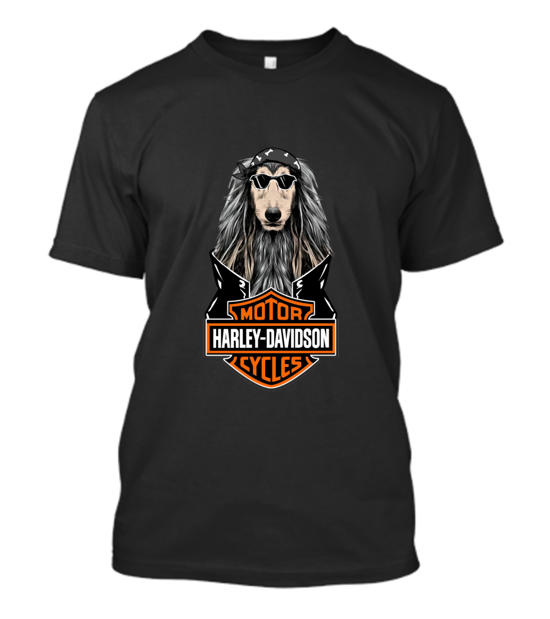 Harley Davidson Motor Cycles Afghan Hound Biker T-Shirt
