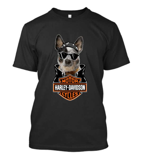 Harley Davidson Motorcycles Australian Cattle Dog Biker T-Shirt