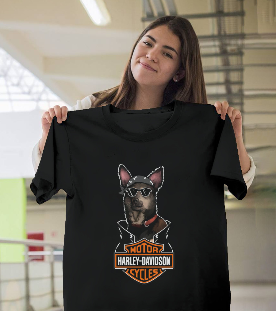Harley Davidson Motorcycles Australian Kelpie Biker T-Shirt