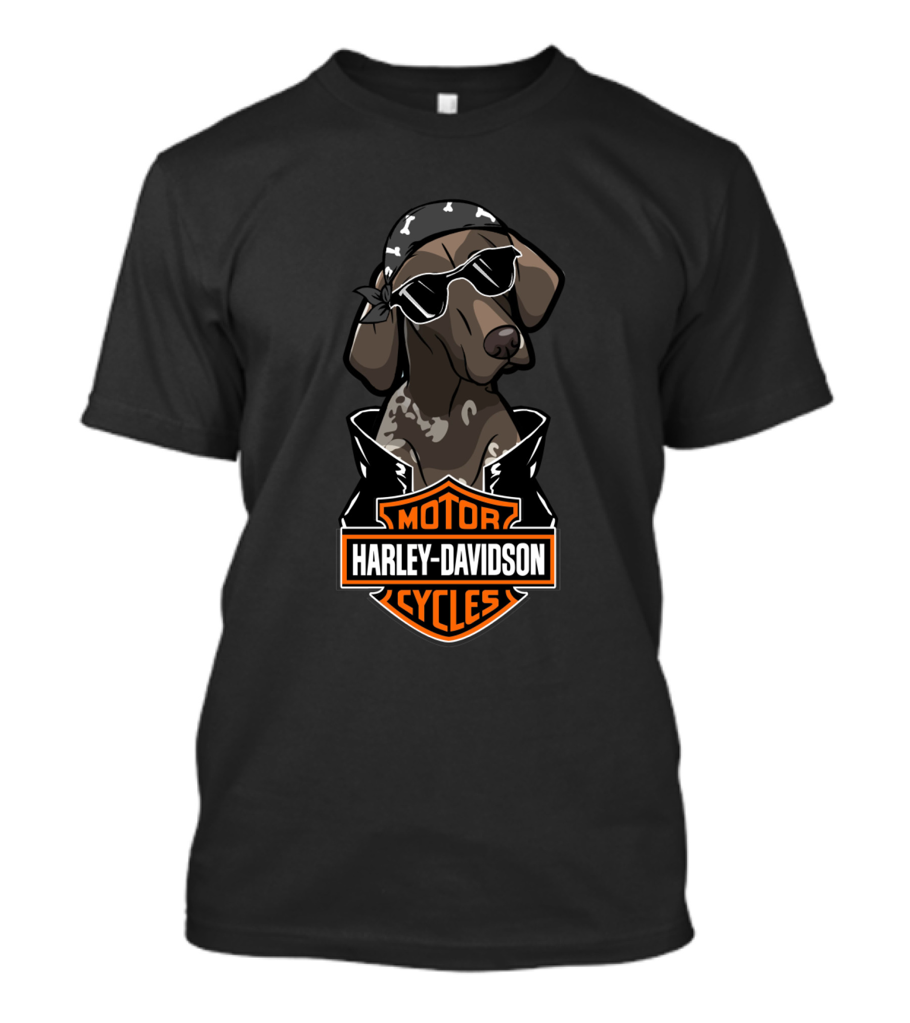 German Shorthaired Pointer Harley Davidson Cycles Biker Dog T-Shirt