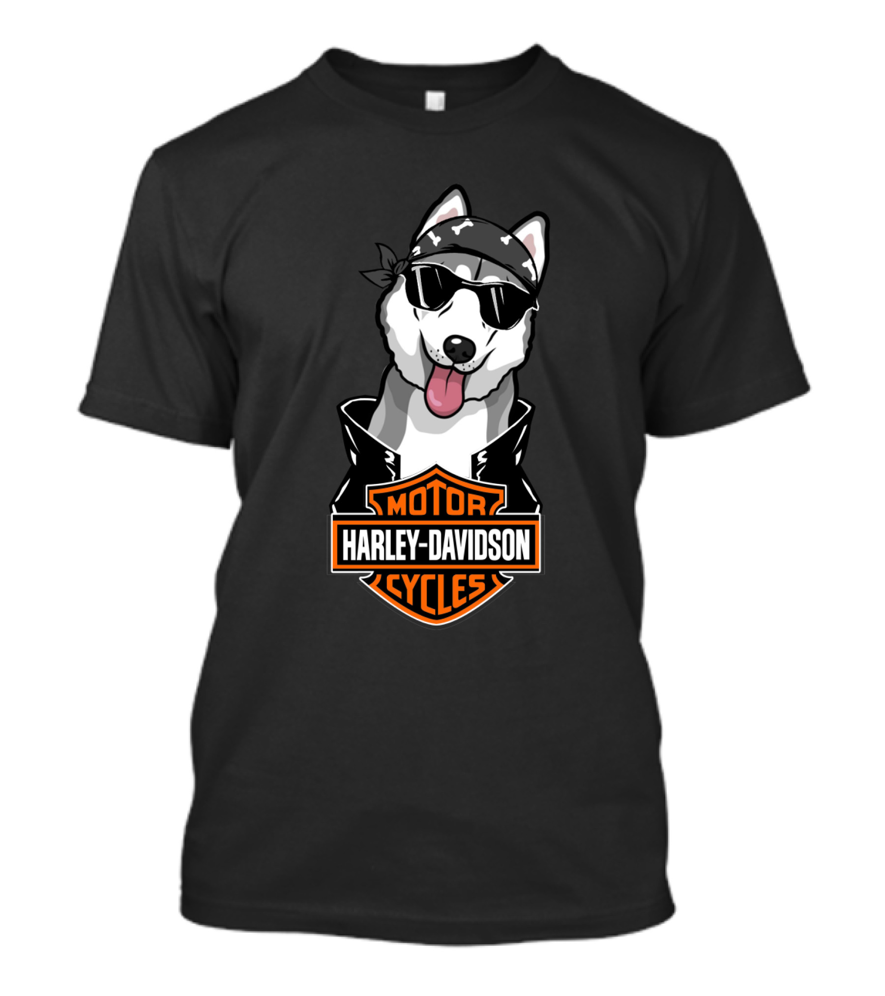 Harley Davidson Motor Cycles Siberian Husky Biker T-Shirt