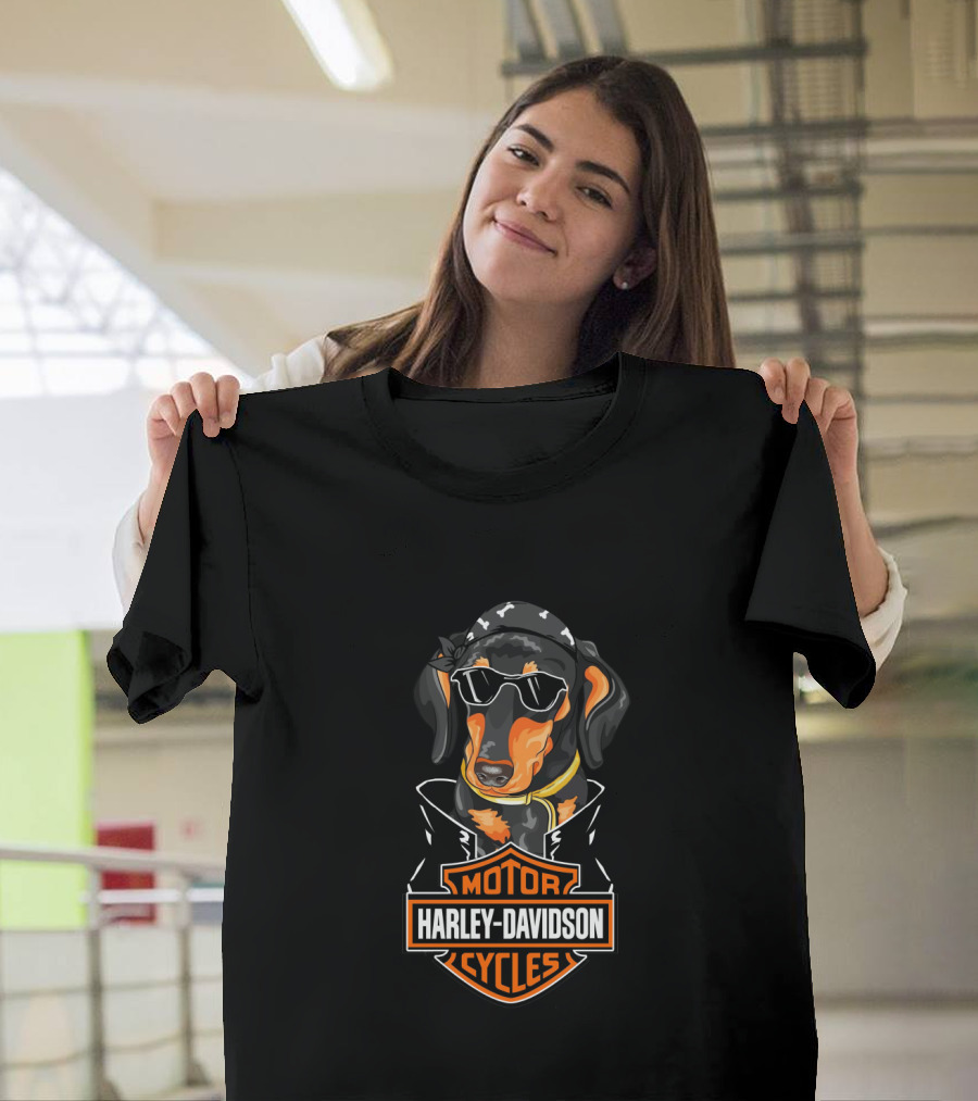 Dachshund Biker Harley Davidson Motor Cycles T-Shirt