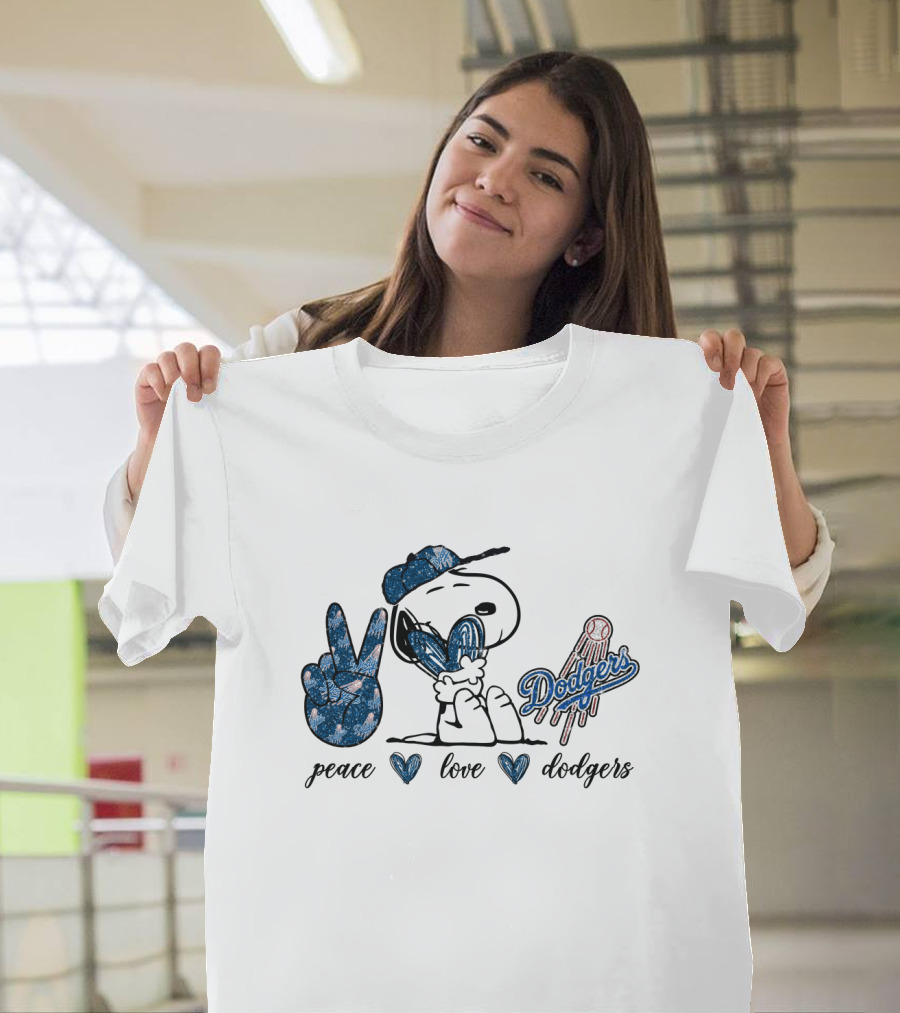 Peace Love Dodgers Snoopy Dodgers T-Shirt