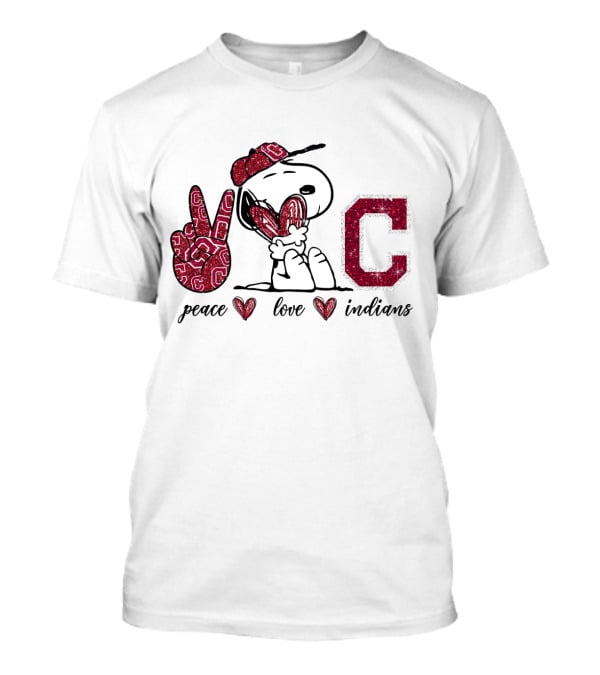 Peace Love Cleveland Indians Snoopy C T-Shirt