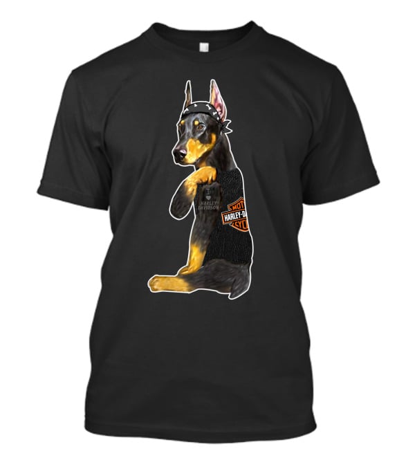 Harley Davidson Doberman Motorcycle Style T-Shirt