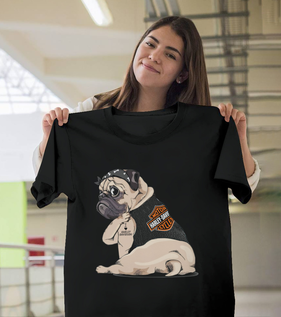 Pug Harley Davidson Motorcycles I Love Harley Davidson T-Shirt