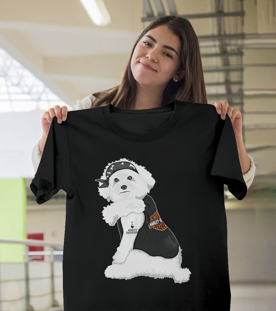 I Love Harley Davidson Bichon Frisé Hd T-Shirt