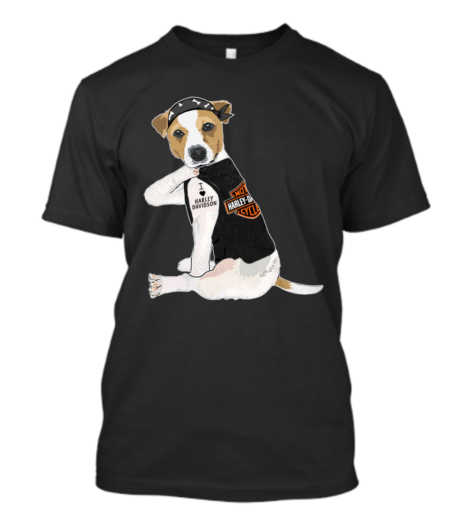 Harley Davidson Jack Russell Terrier Motorcycle Style T-Shirt