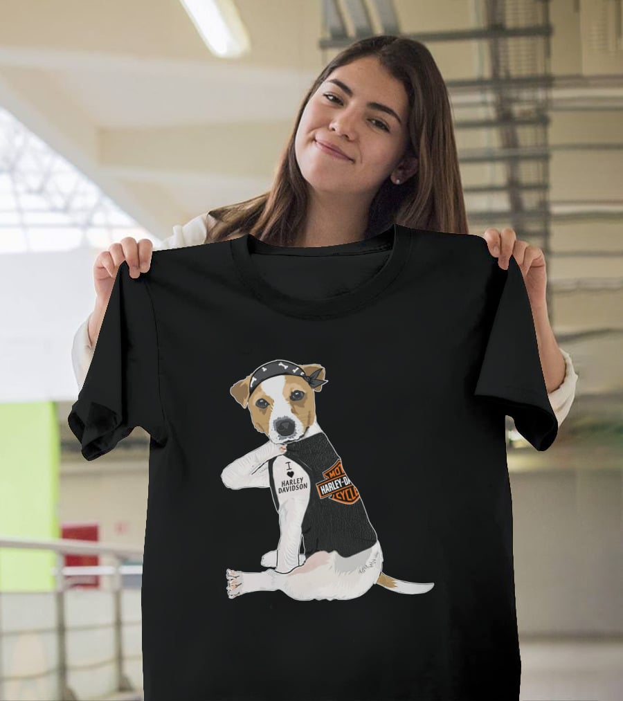Harley Davidson Jack Russell Terrier Motorcycle Style T-Shirt