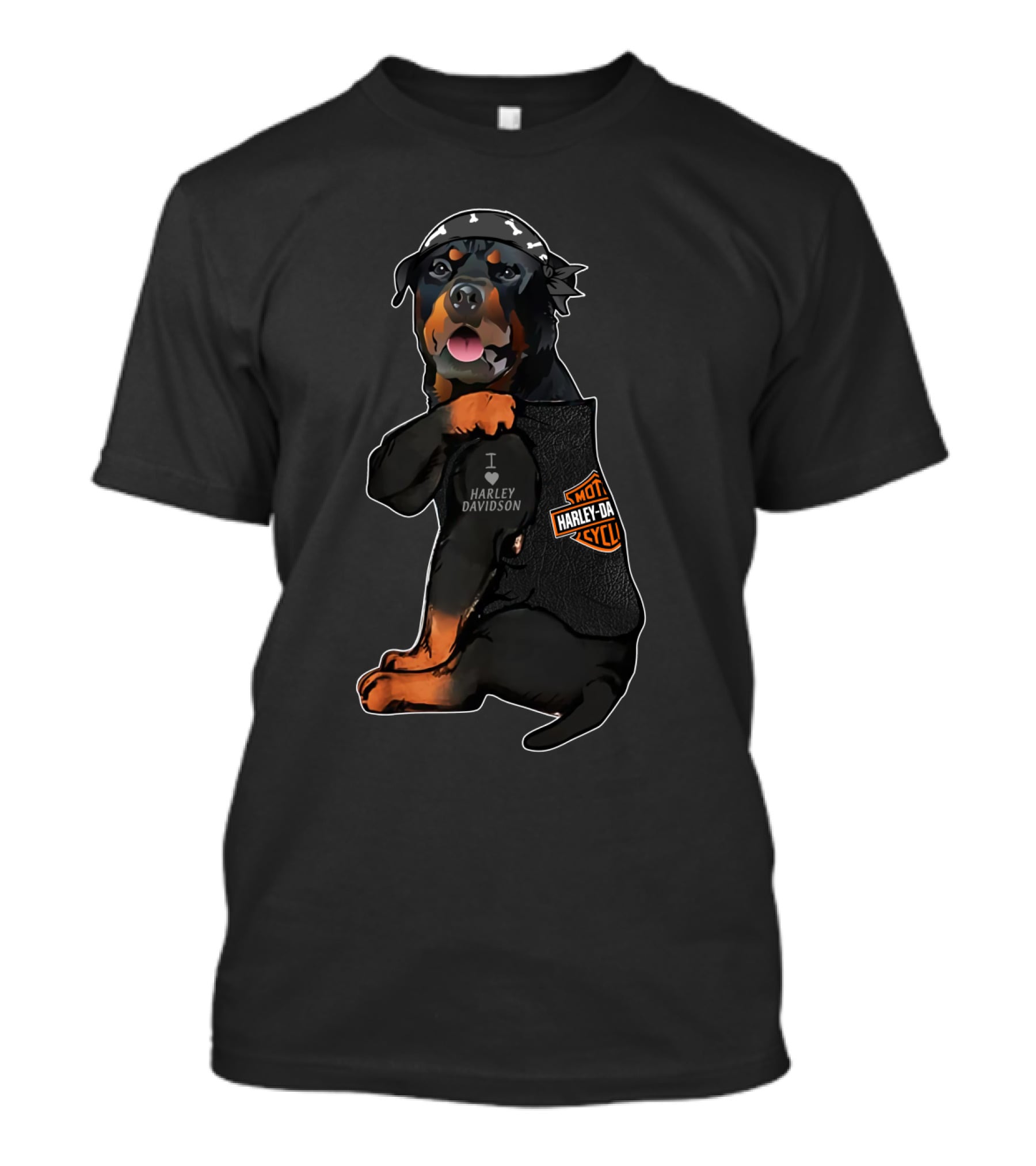 Harley Davidson Rottweiler Puppy Bandana T-Shirt