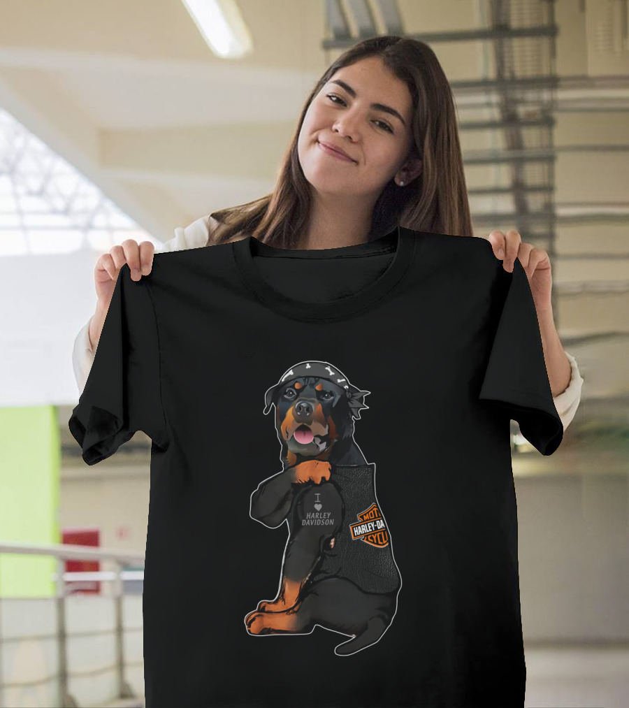 Harley Davidson Rottweiler Puppy Bandana T-Shirt