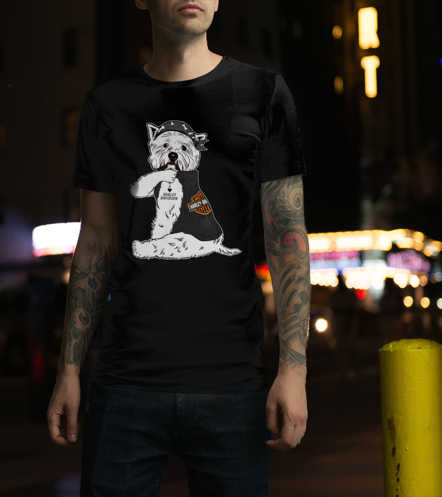 West Highland White Terrier Harley Davidson Motocycle Bandana T-Shirt