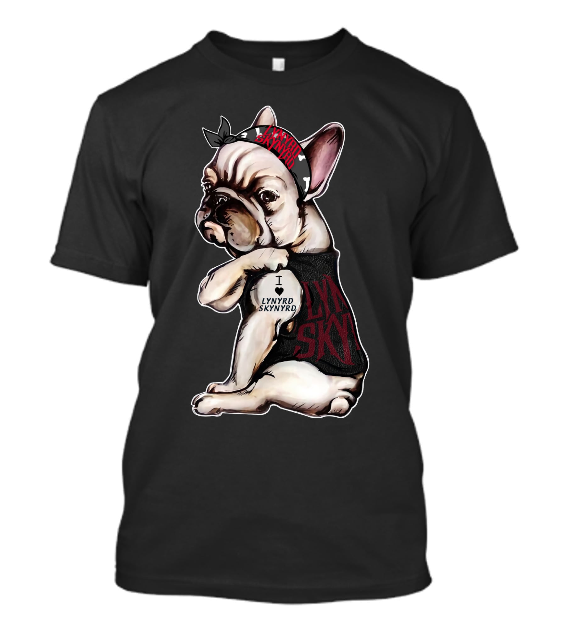 Lynyrd Skynyrd Bandana French Bulldog I Love Lynyrd Skynyrd T-Shirt