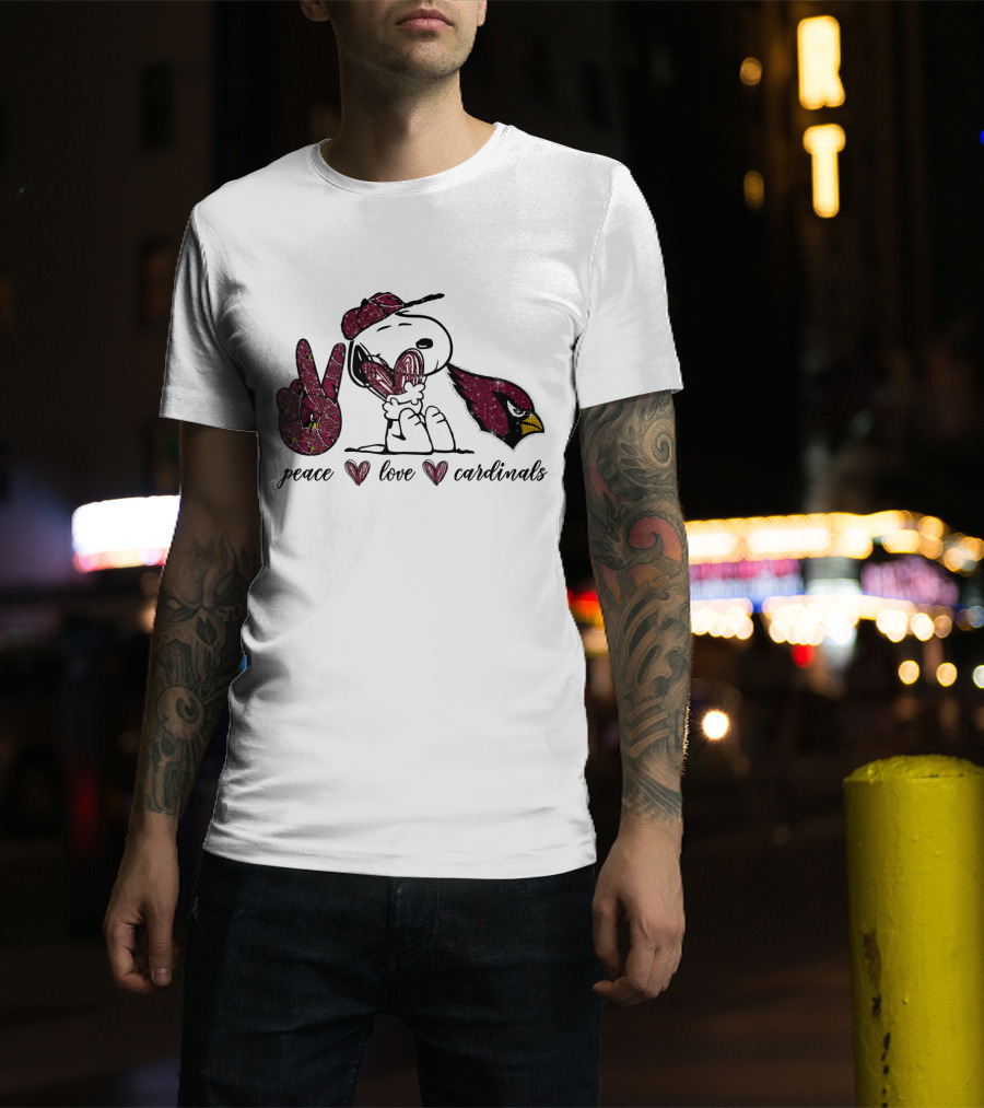 Peace Love Arizona Cardinals Snoopy Fan T-Shirt