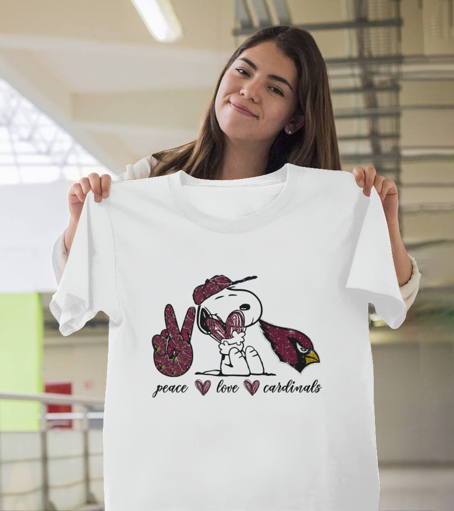 Peace Love Arizona Cardinals Snoopy Fan T-Shirt