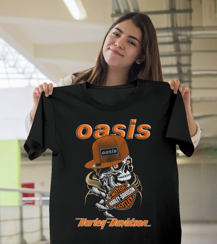 Oasis Skull Harley Davidson Motorcycles T-Shirt