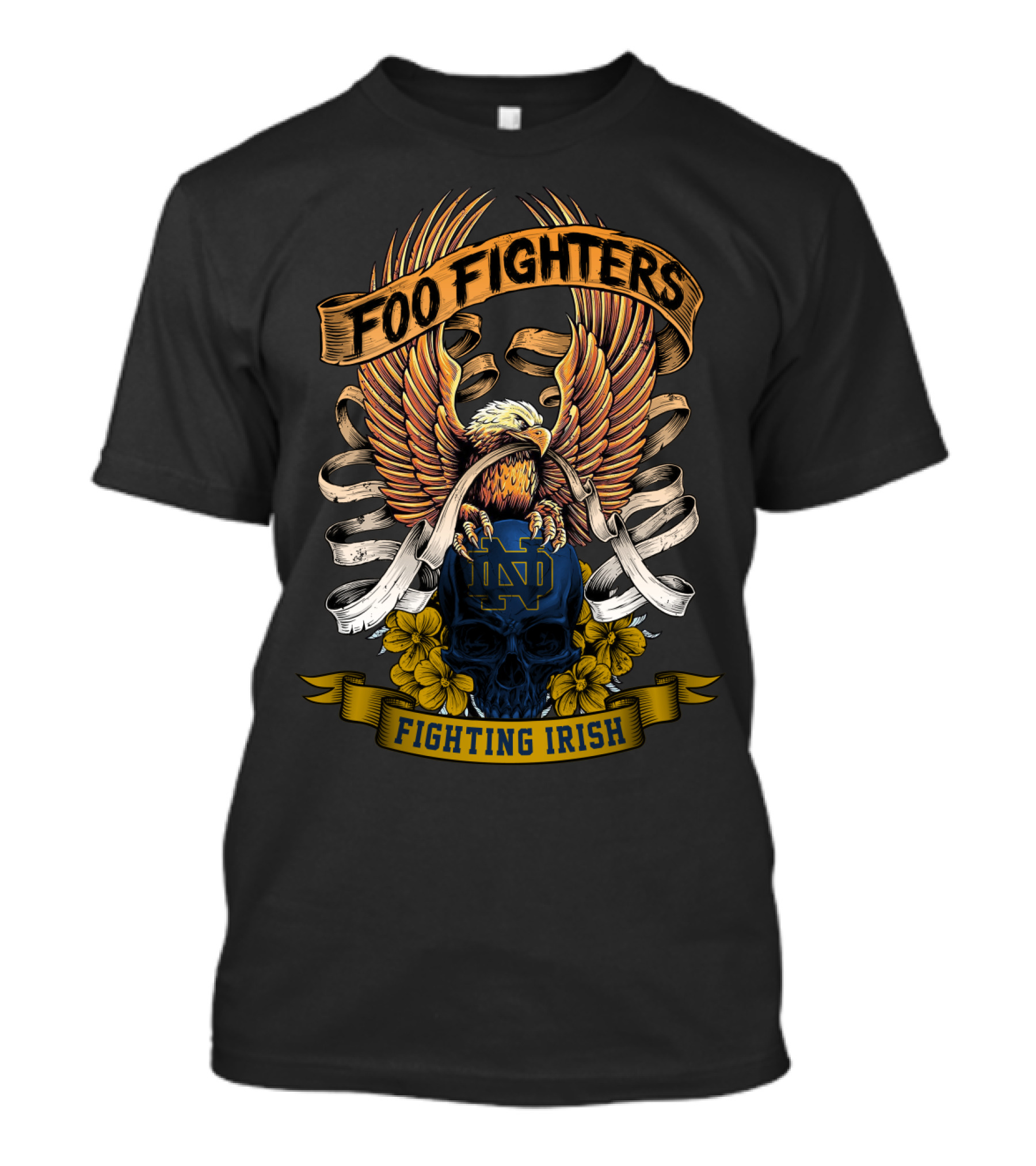 Foo Fighters Notre Dame Fighting Irish Eagle Skull T-Shirt