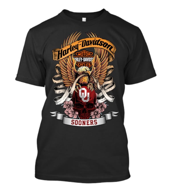Harley Davidson Sooner Nation Oklahoma Sooners 49Hd Skull Eagle T-Shirt