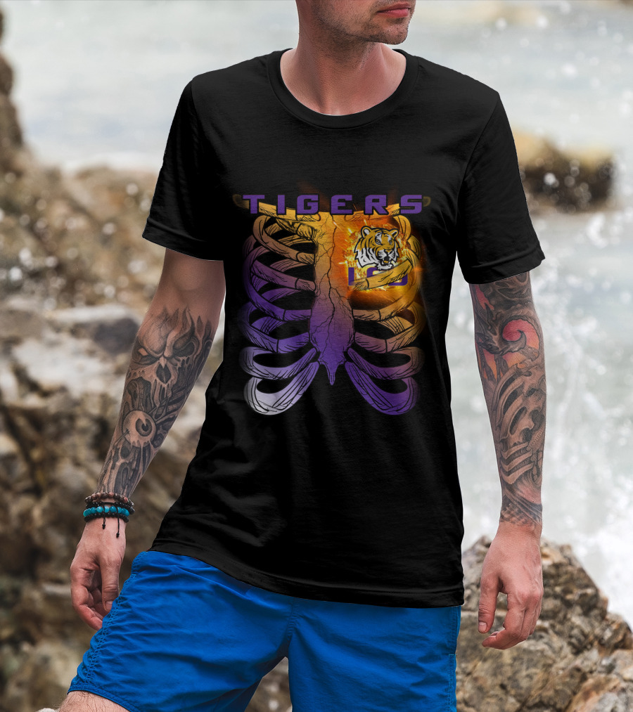 Tigers Ribcage Heart LSU Tigers T-Shirt