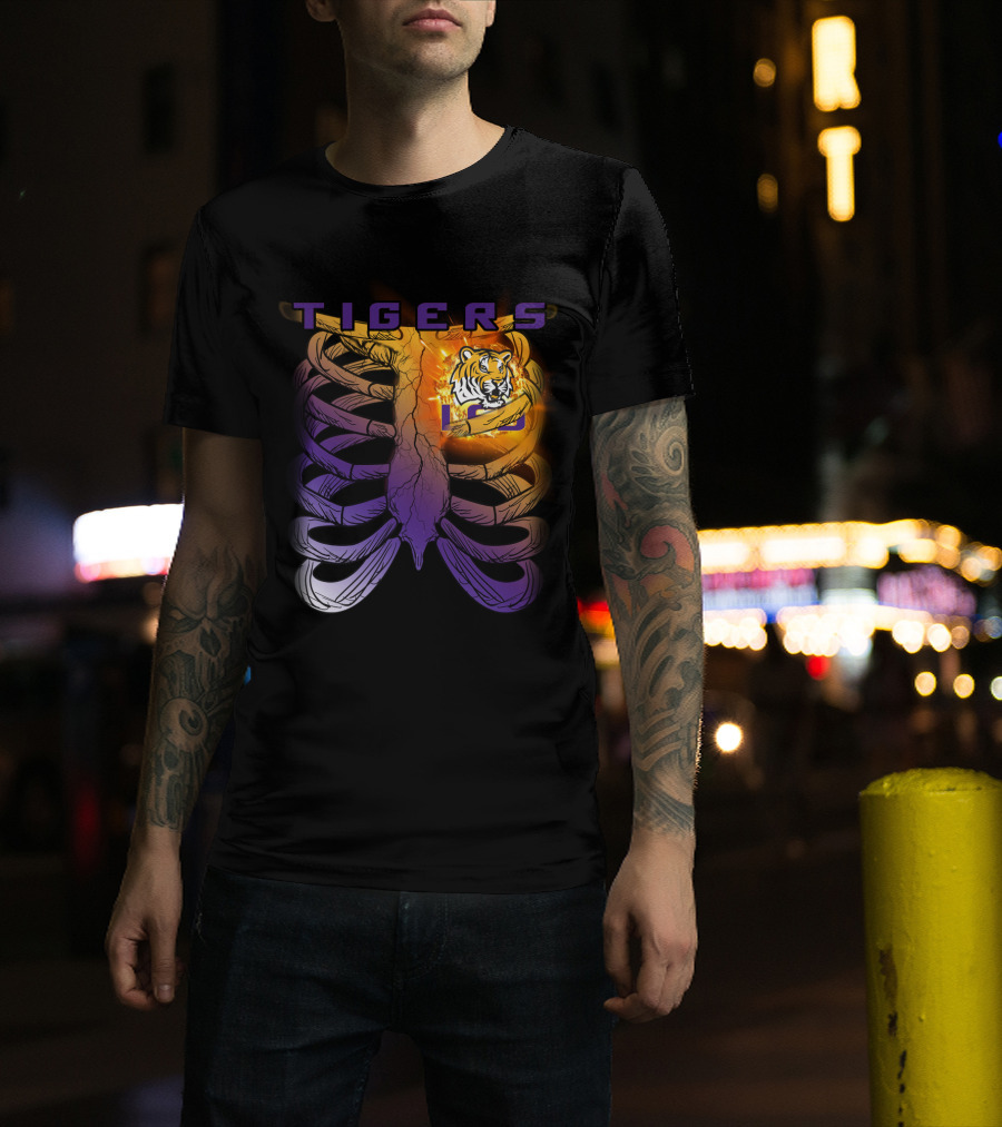 Tigers Ribcage Heart LSU Tigers T-Shirt