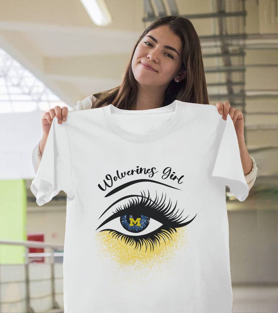 Wolverines Girl Michigan Eye With M Logo And Eyelashes T-Shirt